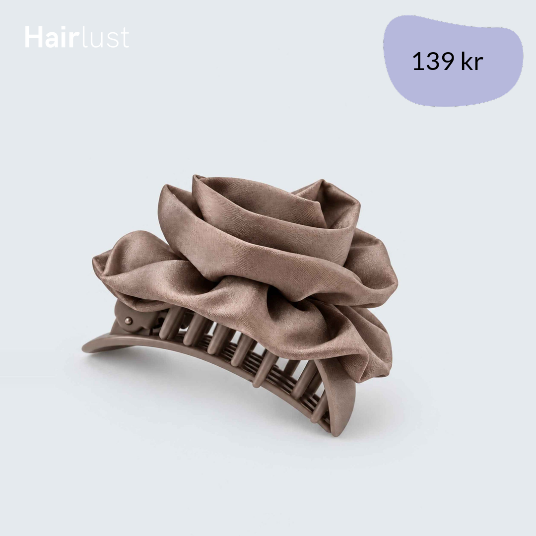 Satin Silk Rose Claw Clip, Large, Taupe