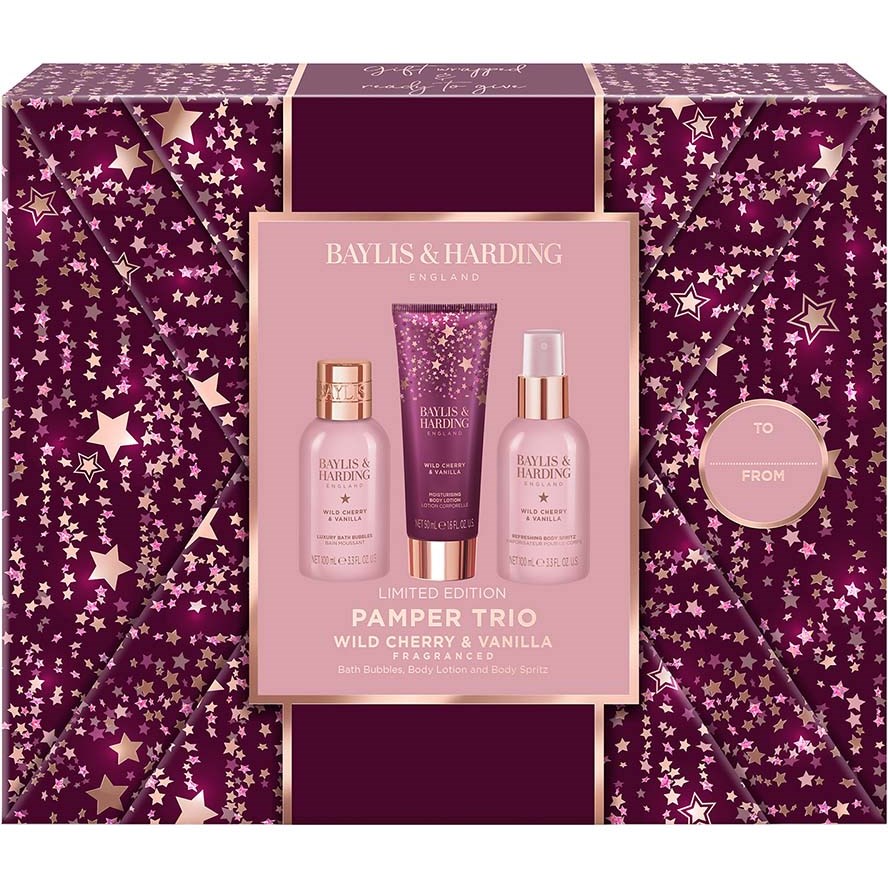 Baylis & Harding Wild Cherry & Vanilla Gift Wrapped Pamper Trio Gift Set