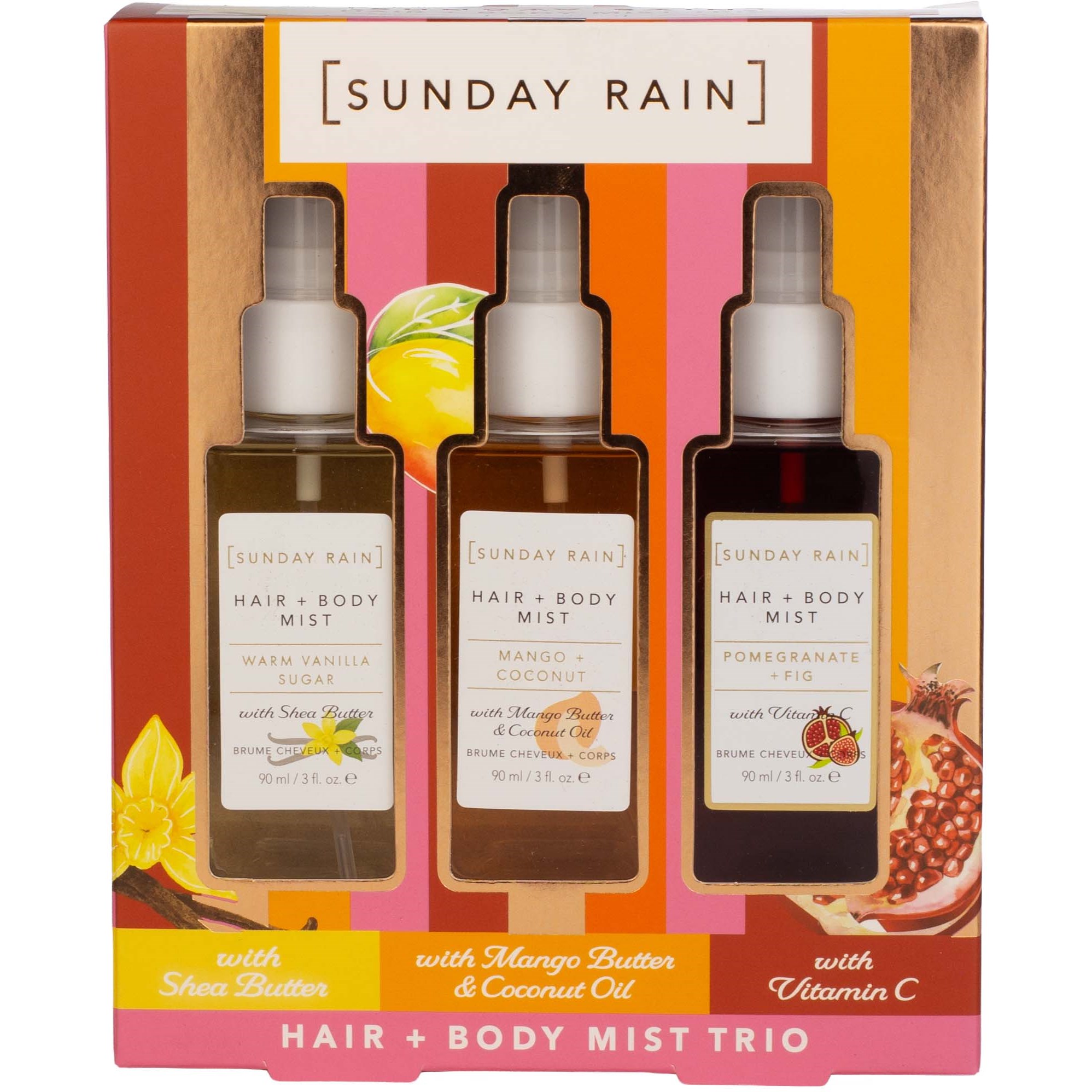 Sunday Rain Hair + Body Mist Trio