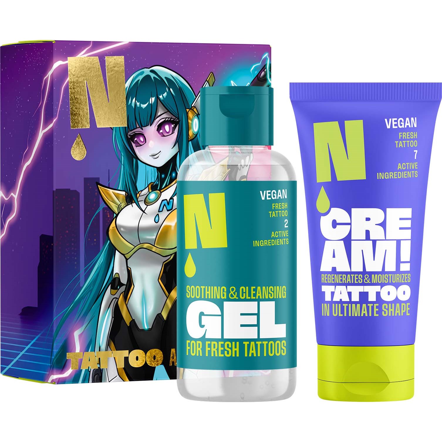NEBA Tattoo Aftercare Set, Cream + Gel