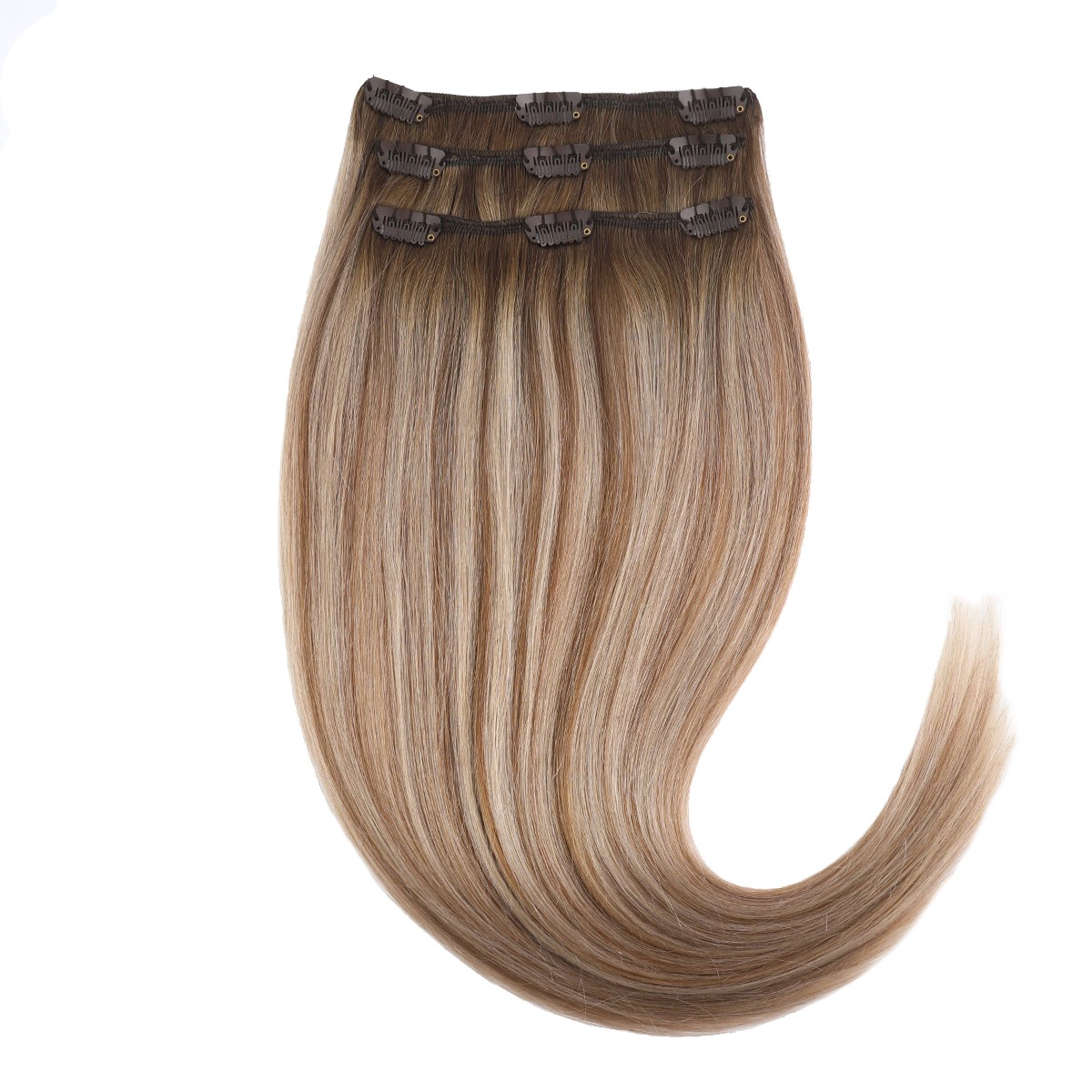 Rapunzel of Sweden Clip-on set 3 pieces 40 cm Brown Ash Blonde Balayag