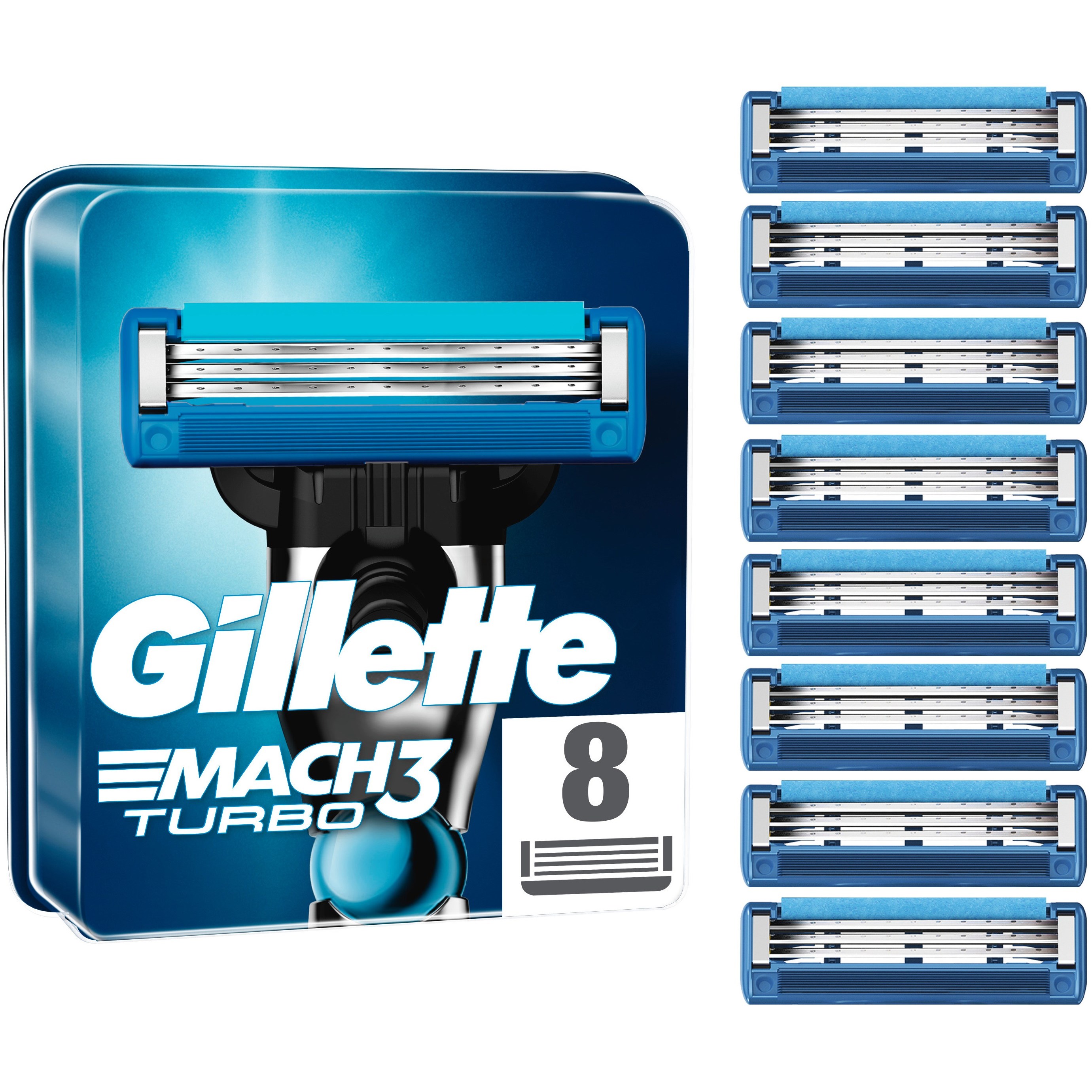 Gillette Mach3 Turbo Men’s Razor Blade Refills 8 st