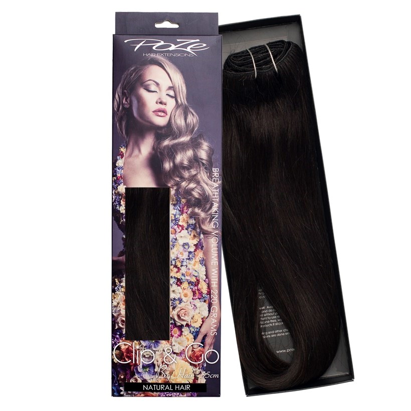 Poze Hairextensions Poze Clip & Go Löshår Miss Volume 55cm 7st 1B Midn