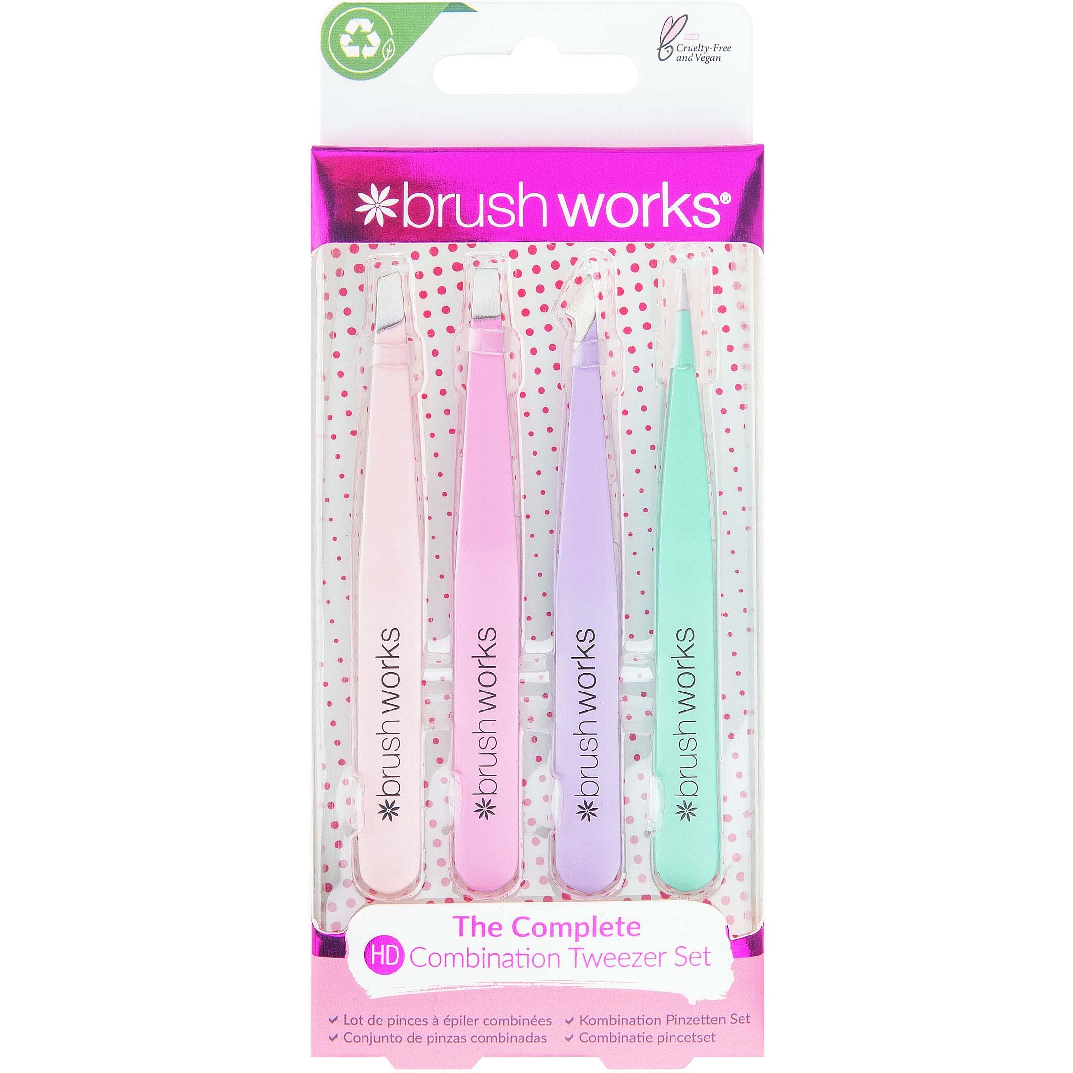 Brushworks HD Combination Tweezer Set Pastels