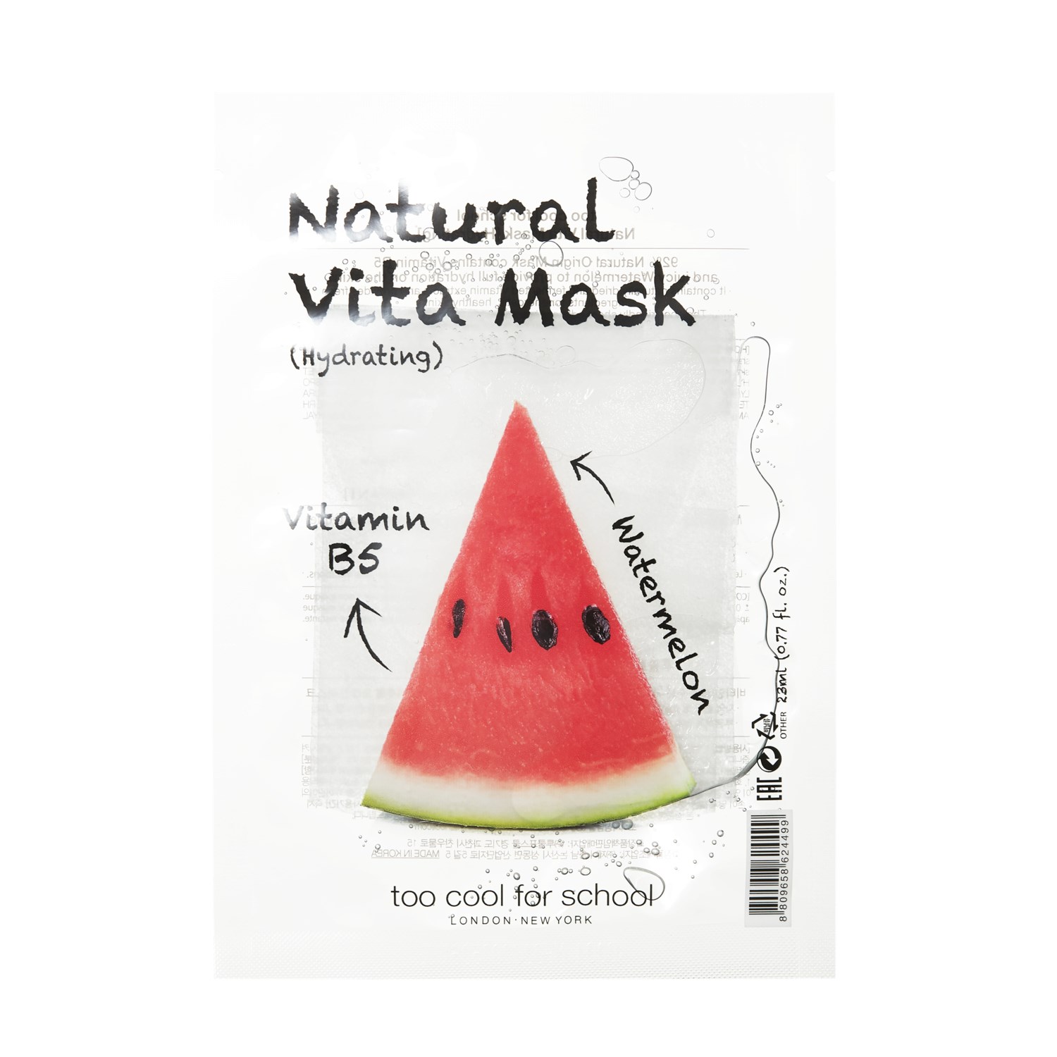 Too Cool For School Natural Vita Mask Hydrating (B5/Watermelon) 23 ml