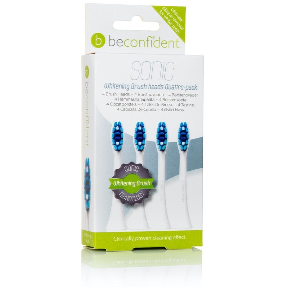 Beconfident Whitening Sonic 4-pack tootbrush heads white