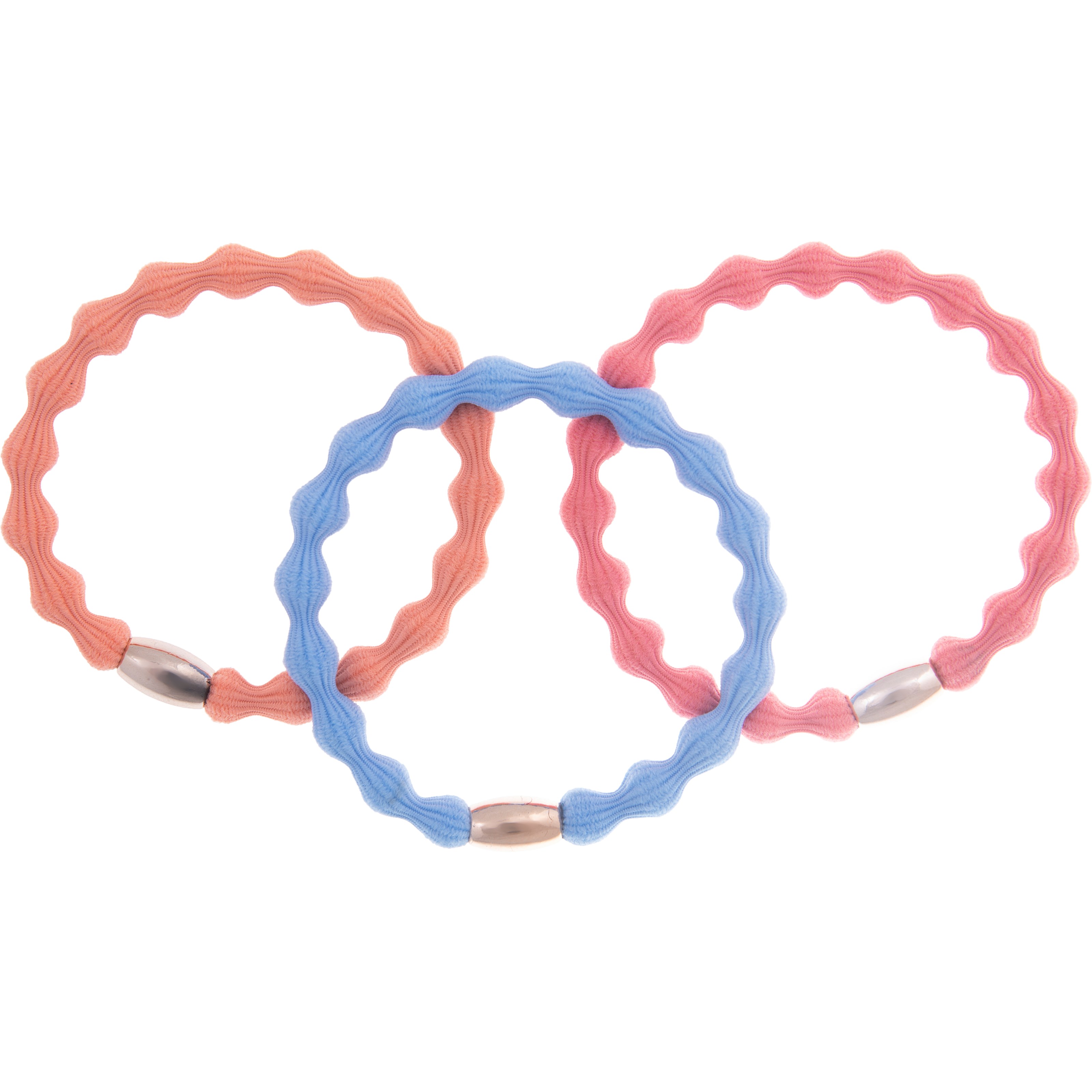 Dazzling 3-Pack Hair Ties Pink/Orange/Blue