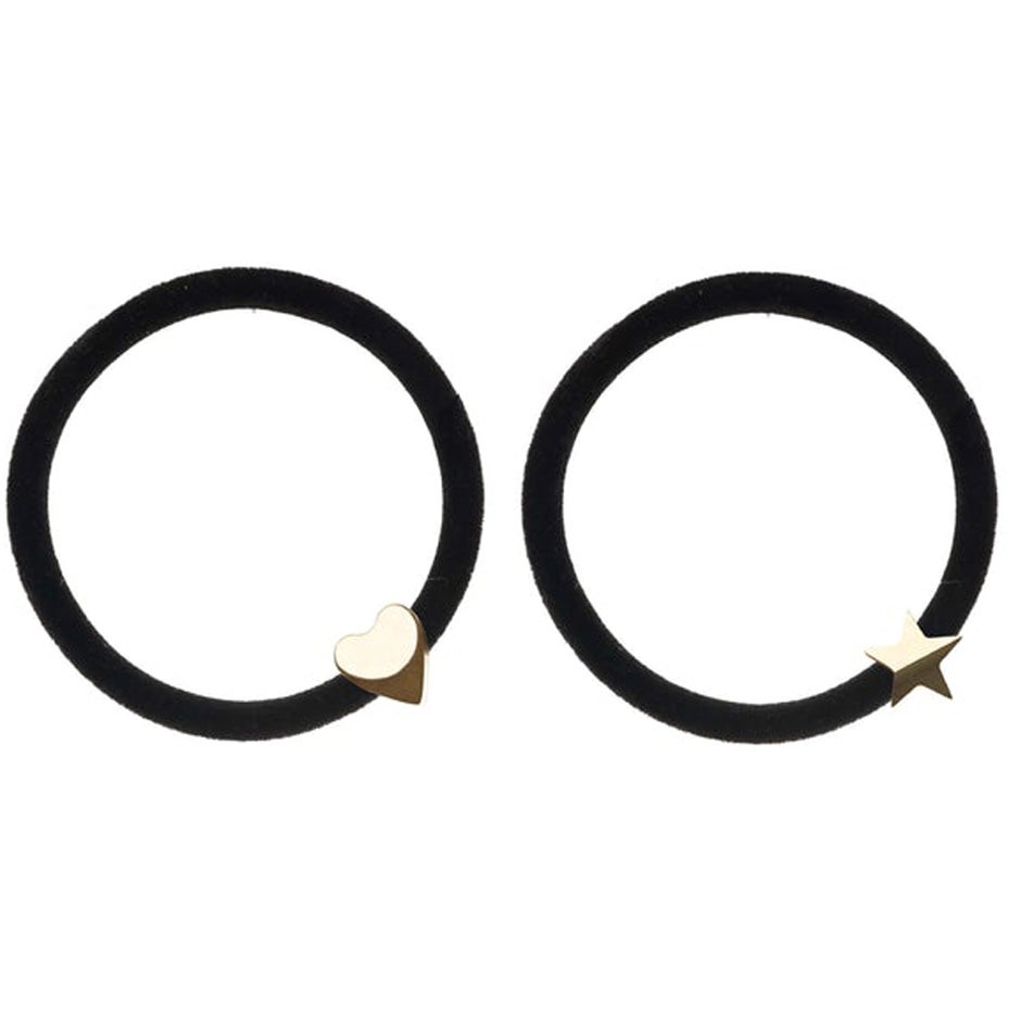 Dark 2 Pk Velvet Hair Tie Black W/Gold - pcs 1