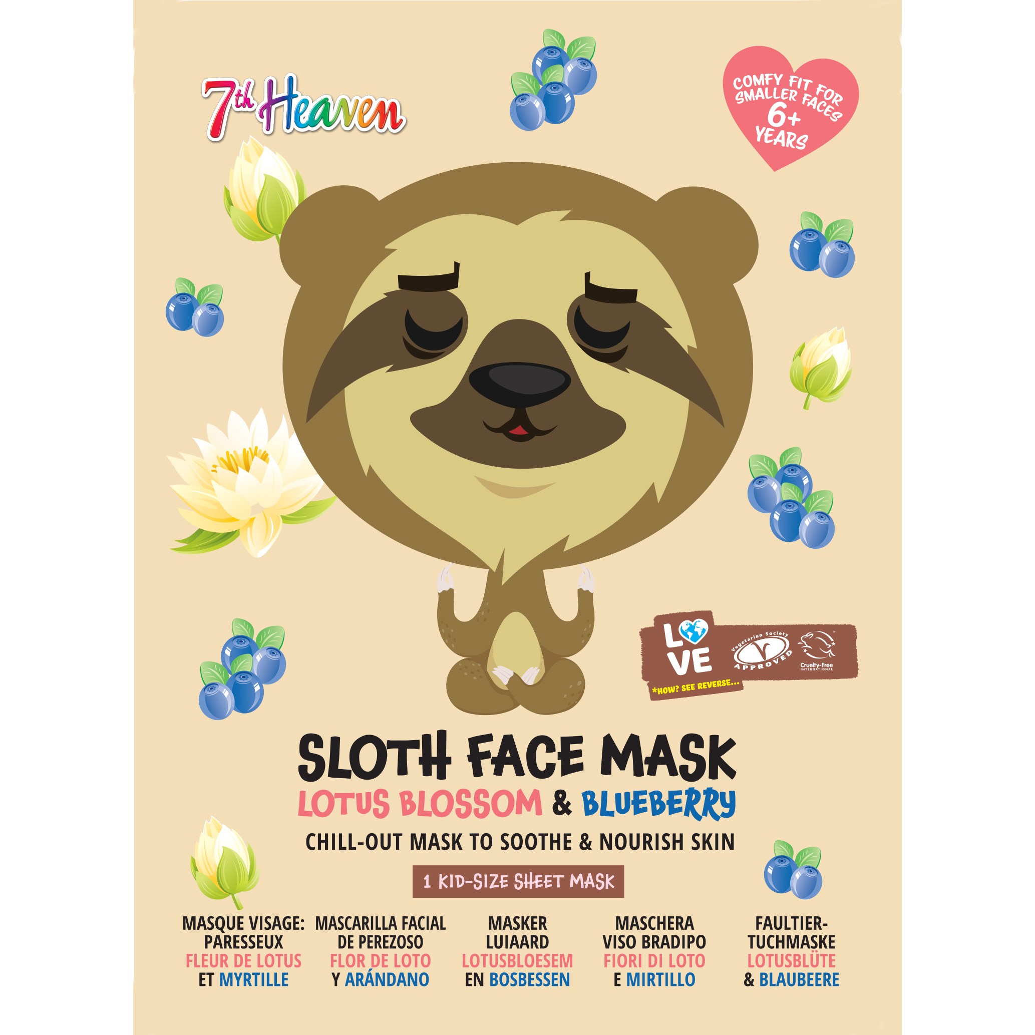 7th Heaven Animal Sloth Face Sheet Mask