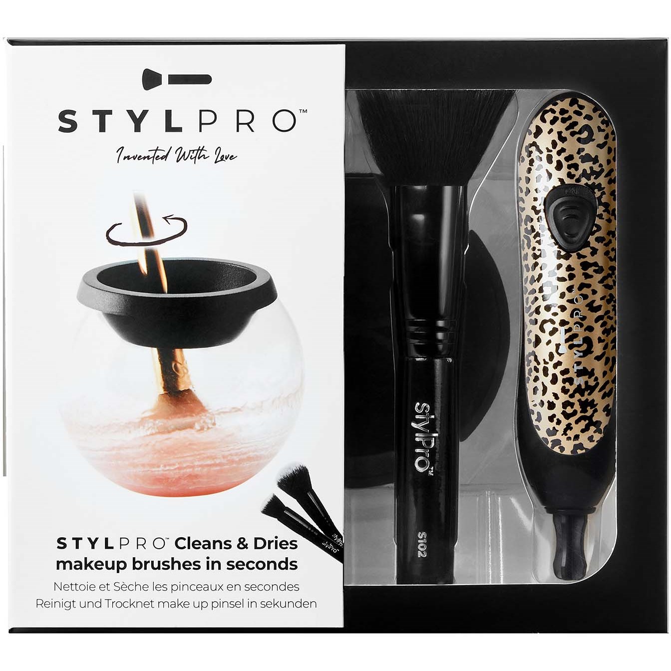 STYLPRO Makeup Brush Cleaner And Dryer Gift Set Cheetah