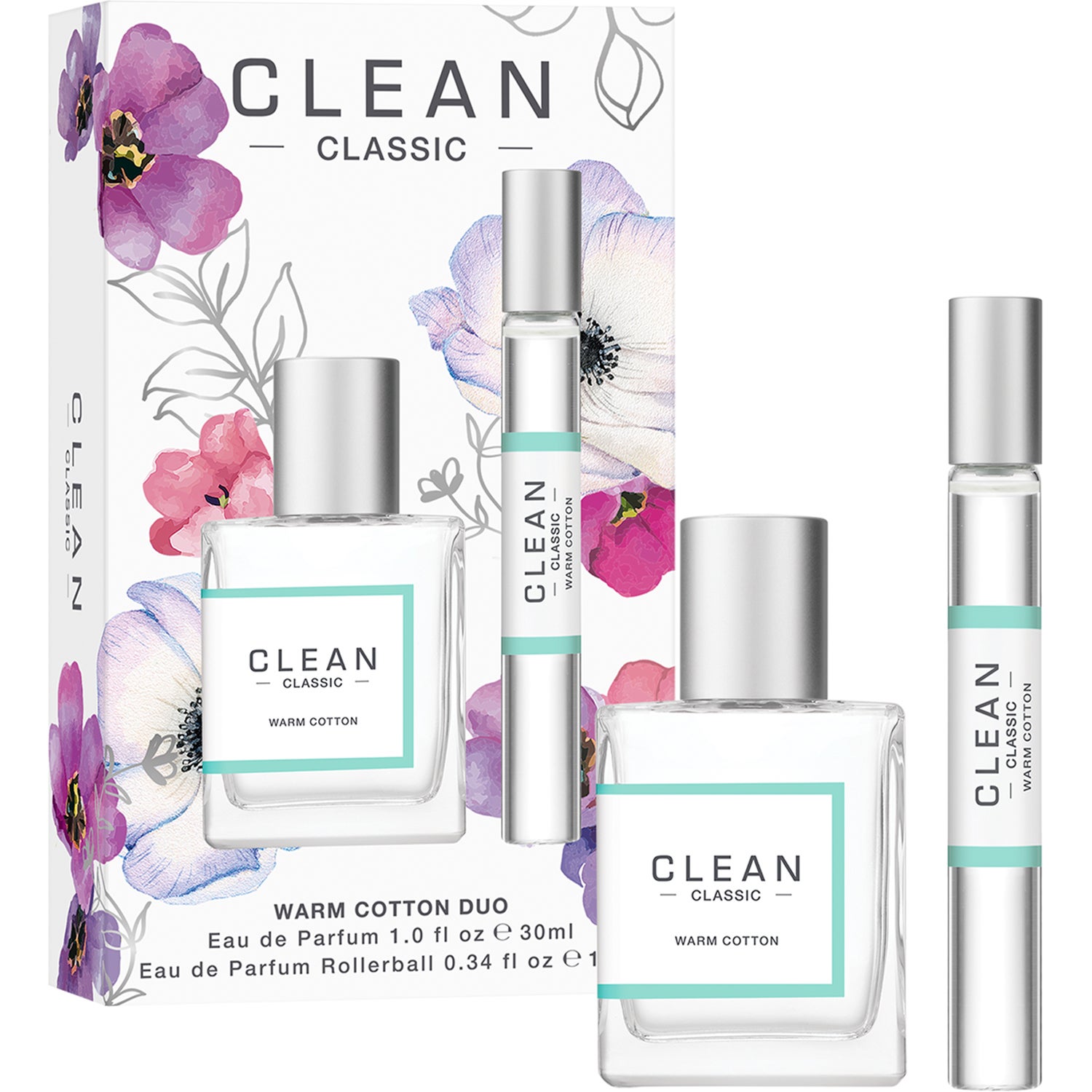 Clean Gift Set Classic Warm Cotton Duo 30 ml + Rollerball 10 ml Gift box