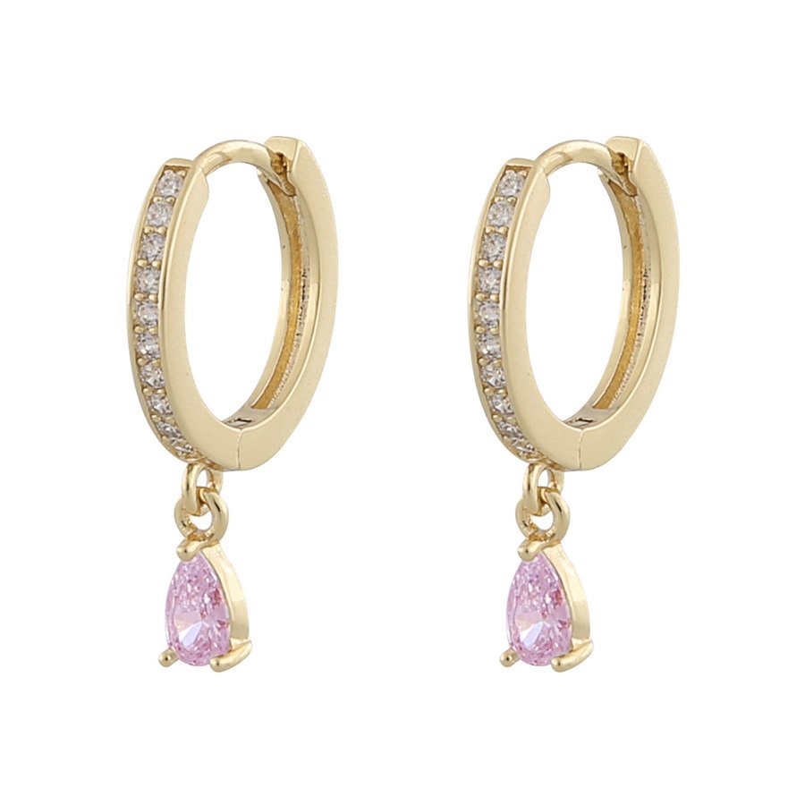 Snö of Sweden Camille Drop Ring Earring Gold/Pink