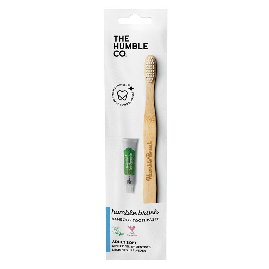 The Humble Co Flat Curved + Toothpaste Adult White Soft