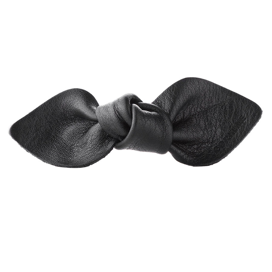 Corinne Leather Bow Small On Hair Clip Black