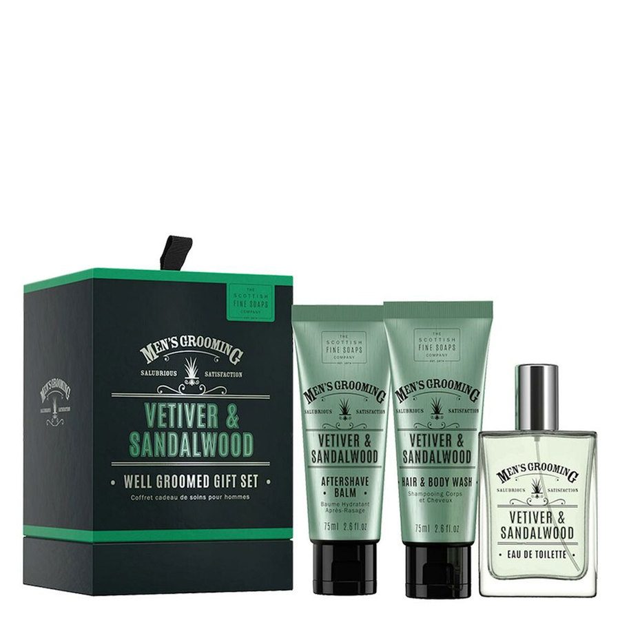 The Scottish Fine Soap Vetiver & Sandalwood Well Groomed Gift Set