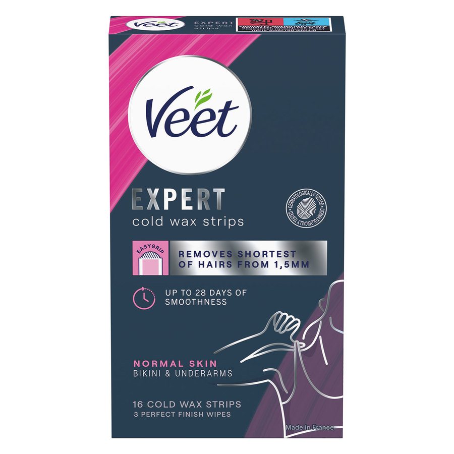 Veet Expert Cold Wax Strips Bikini & Underarms Normal Skin 16 st