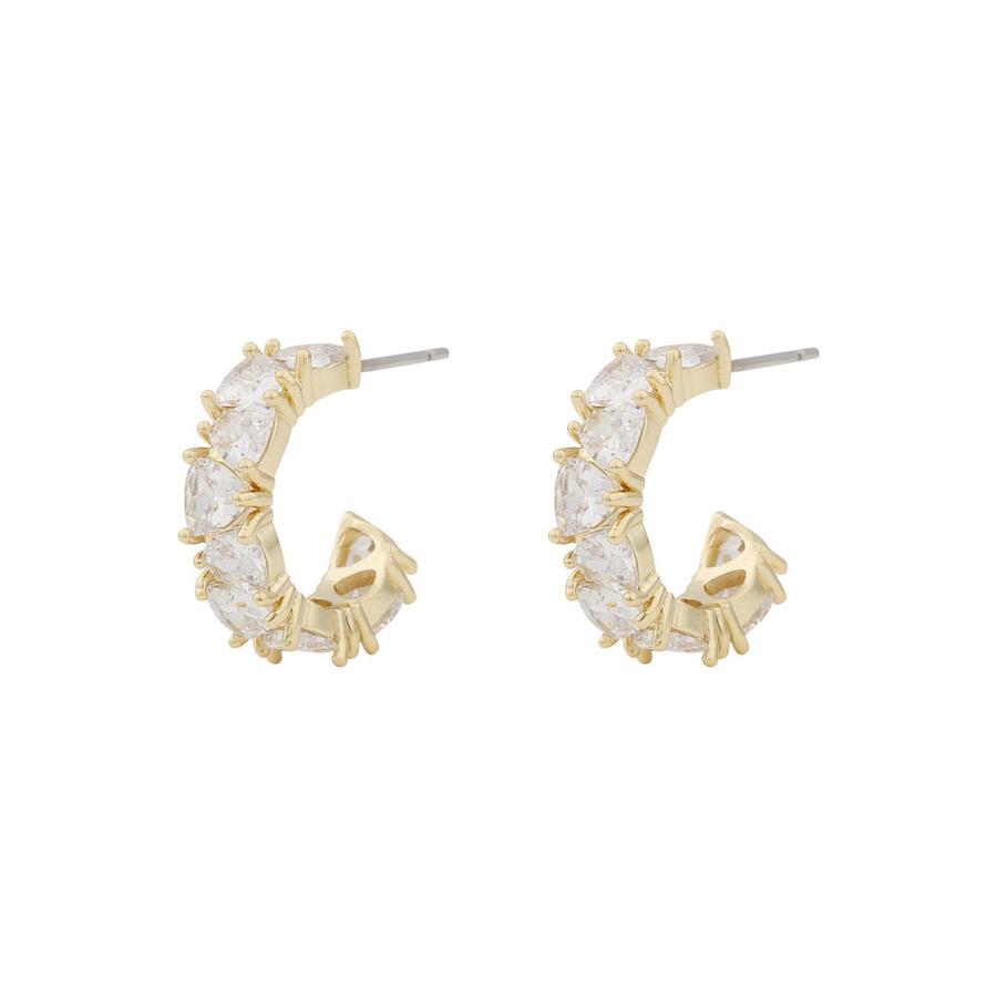 Snö of Sweden East Oval Earrings Gold/Clear 18 mm