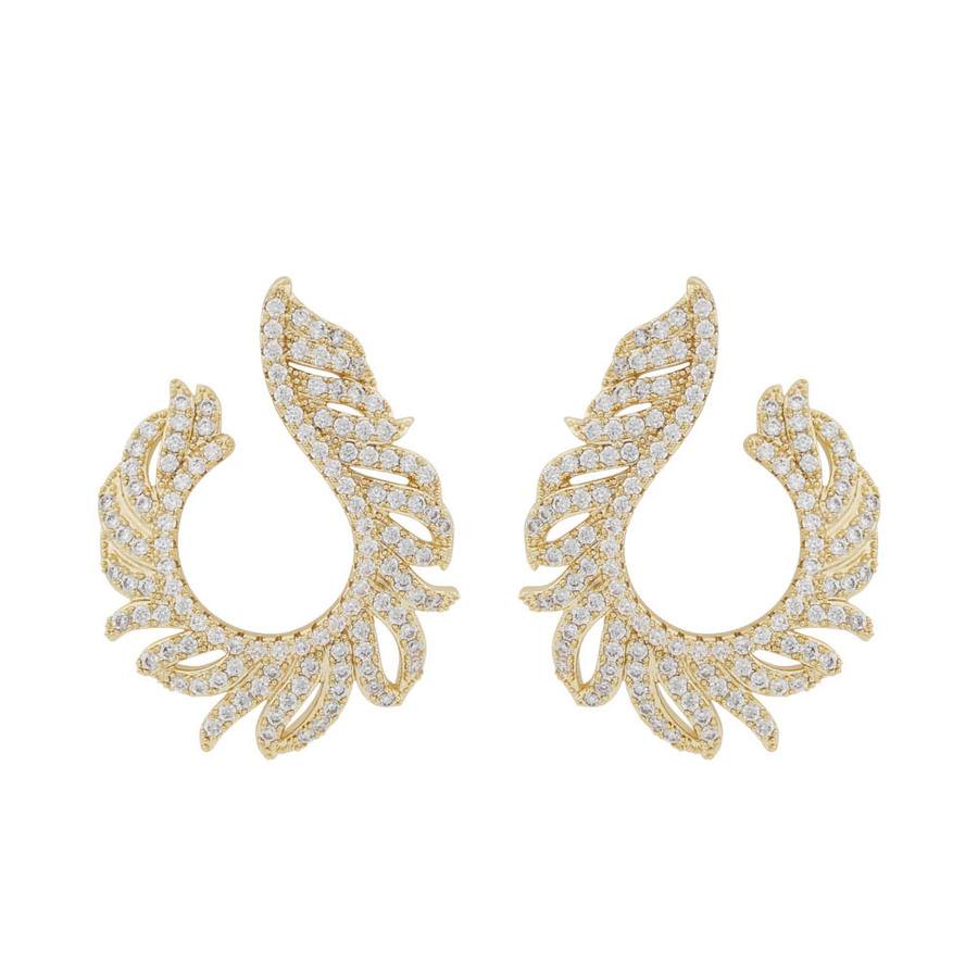 Snö of Sweden North Loop Earrings Gold/Clear 31 mm