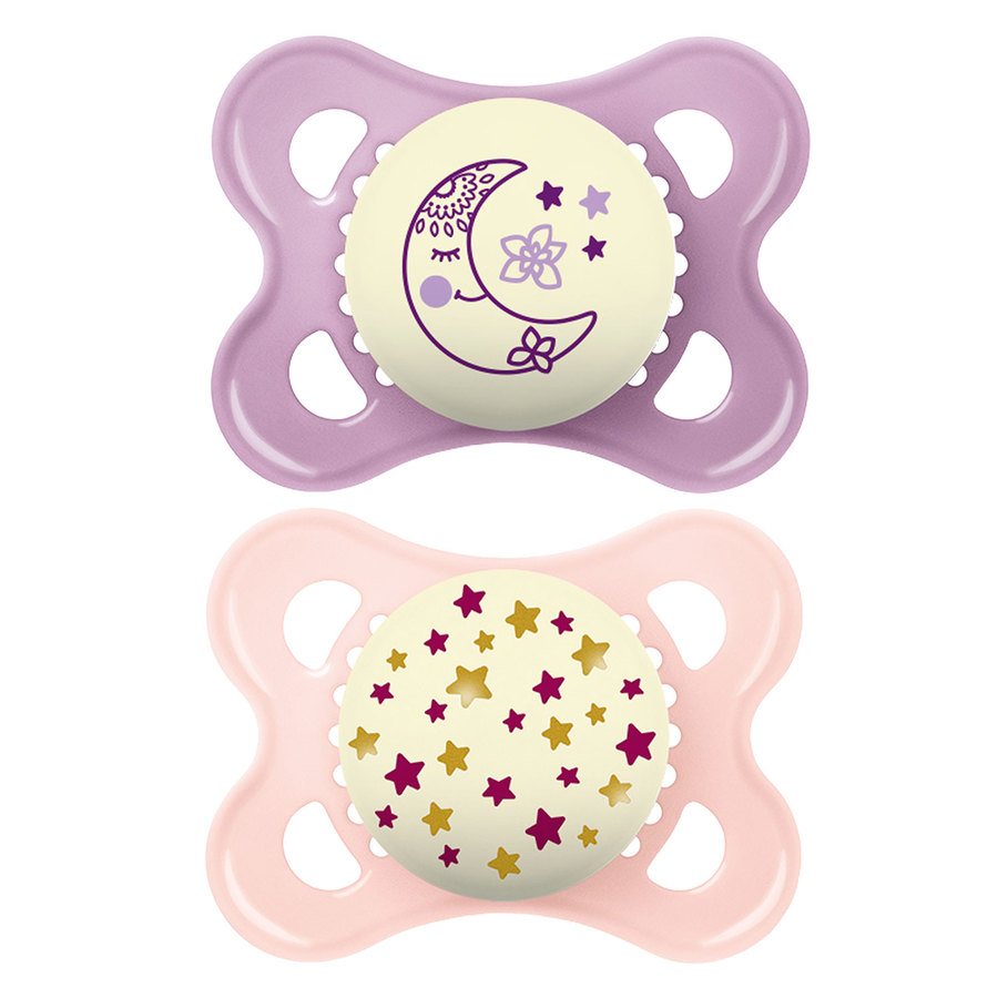 MAM Night 0–6 m Silk Teat Pacifier X6 Pink 2 st