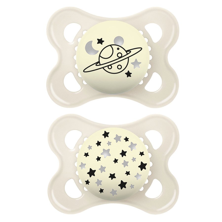 MAM Night 0–6 m Silk Teat Pacifier X6 Neutral 2 st