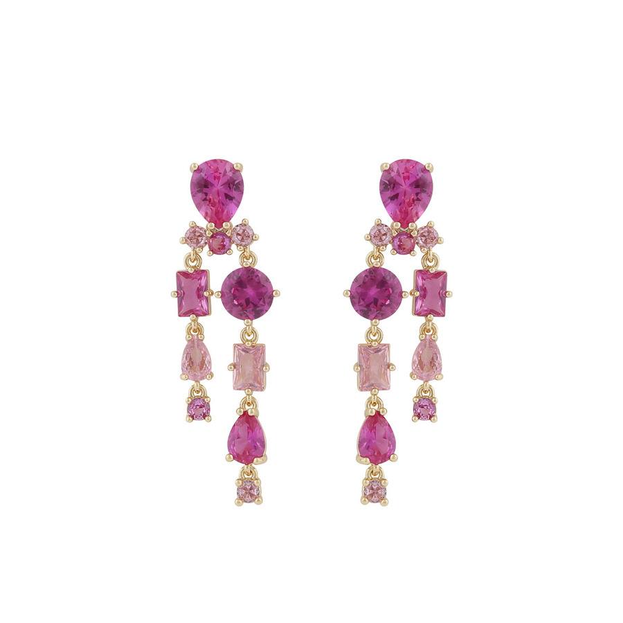 Snö of Sweden Ellie Pendant Earring Gold/Mix Fuchsia