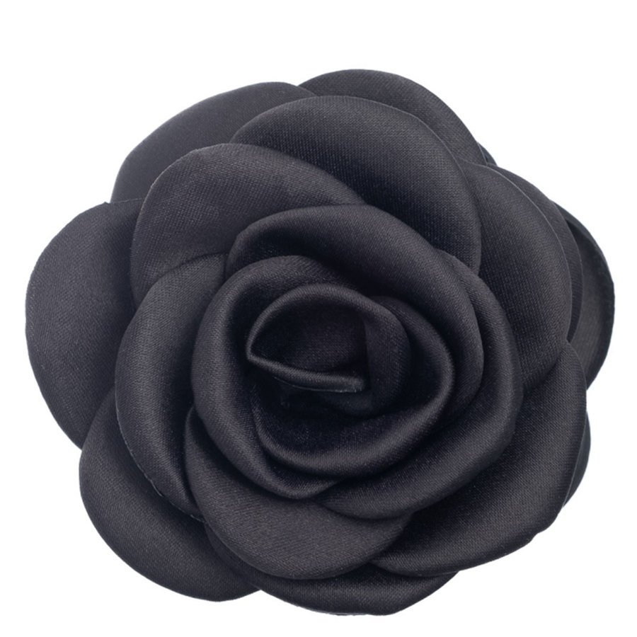 DARK Satin Rose Hair Claw Black