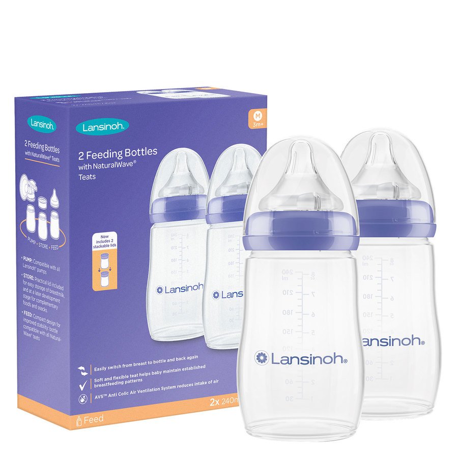 Lansinoh NaturalWave Baby Bottles 2 x 240 ml