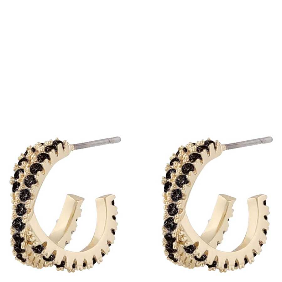 Snö of Sweden Fanny Double Oval Earring Gold/Black