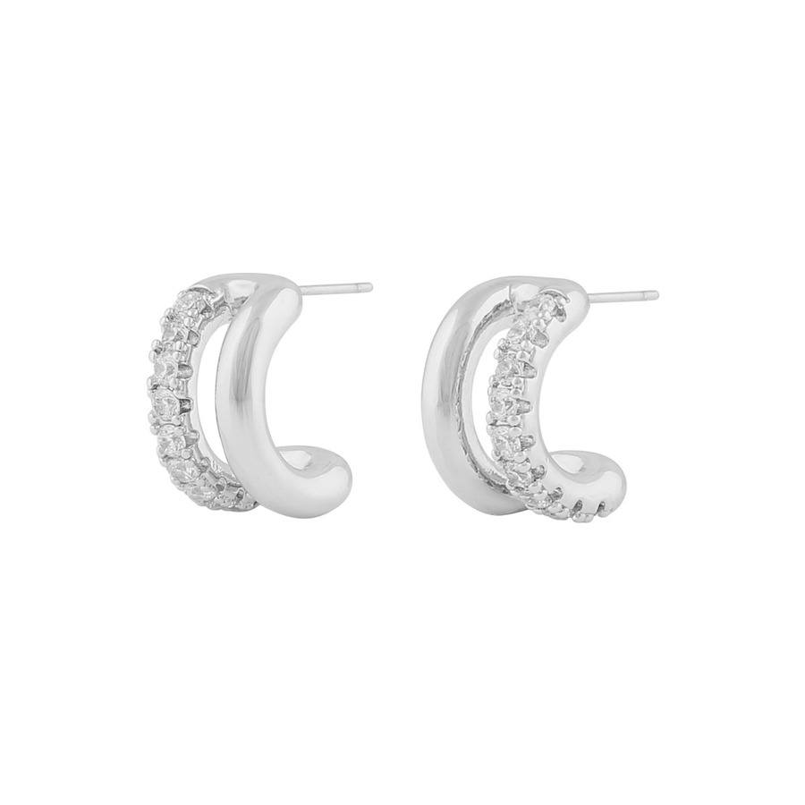 Snö of Sweden Ace Wide Oval Earring Silver/Clear