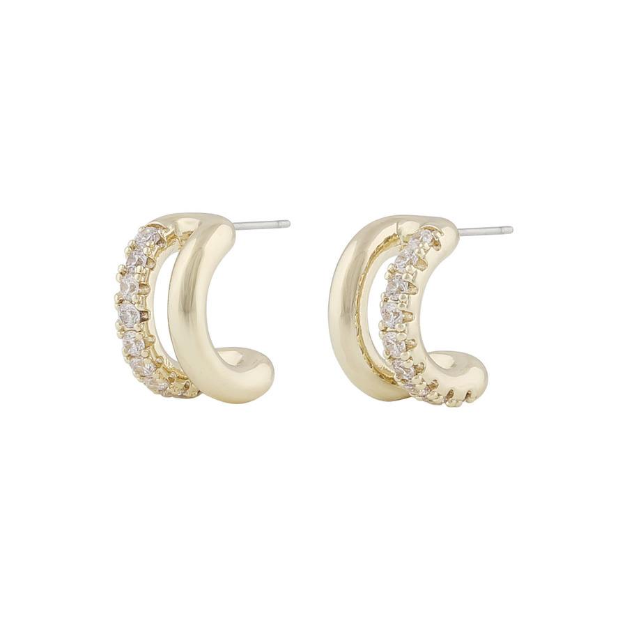 Snö of Sweden Ace Wide Oval Earring Gold/Clear