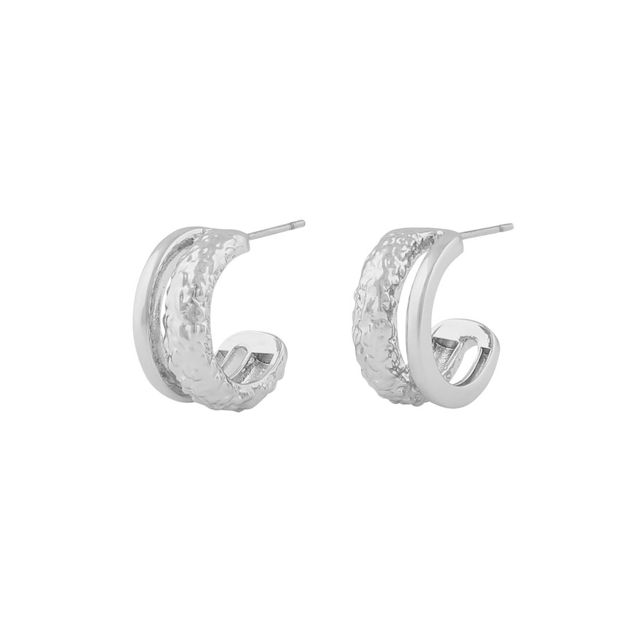 Snö of Sweden Lauren Double Oval Earring Plain Silver