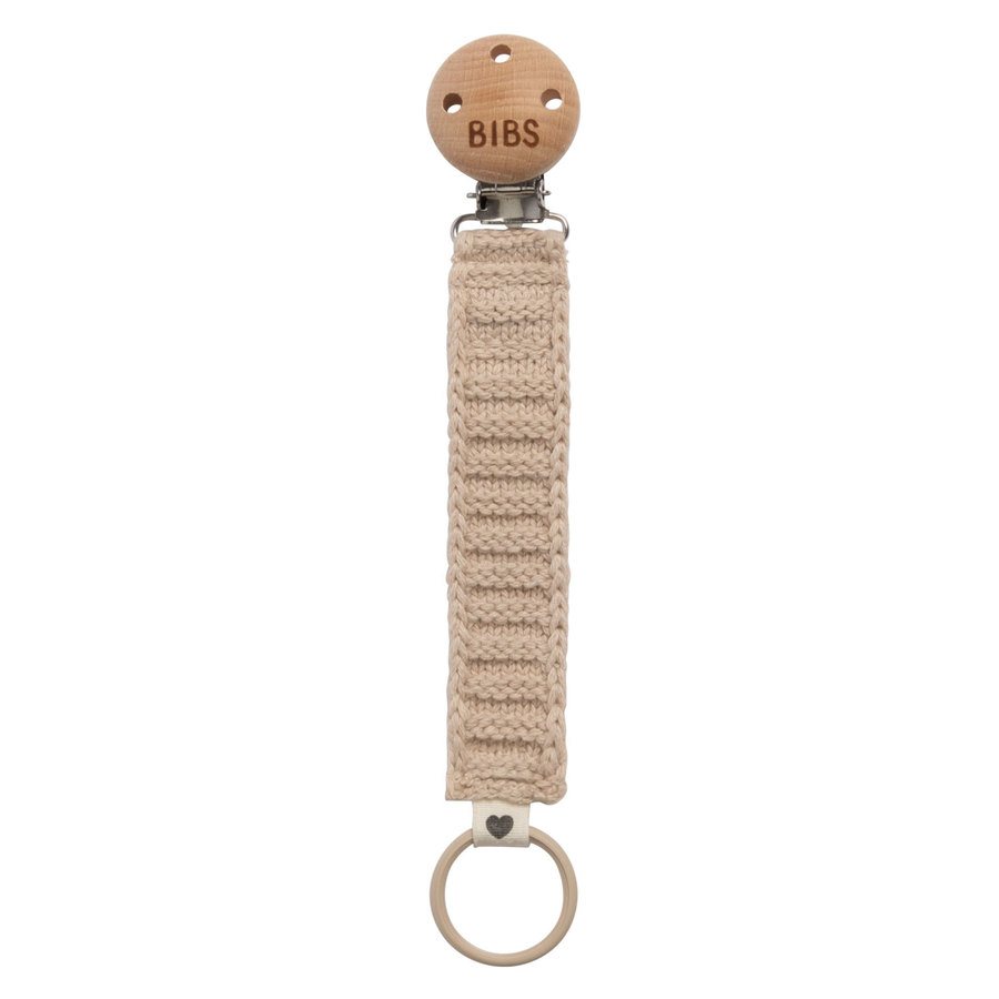 BIBS Pacifier Clip Knitted Vanilla